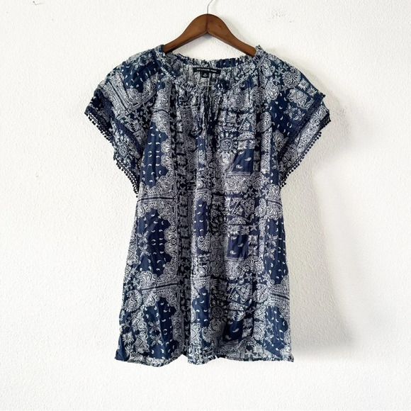 Zac & Rachel Tops - Zac Rachel 3X Paisley Pom Pom Bandana Blouse New Coastal Cowgirl Bohemian